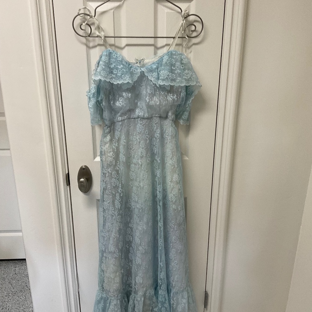 Sweet Vintage Lace Dress lightblue
